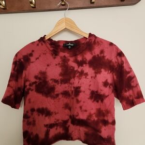 Lulu's Burgundy Tie-Dye Crop Top